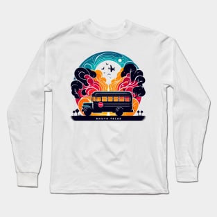 Artistic silhouette of a school bus, Route-Tales Long Sleeve T-Shirt